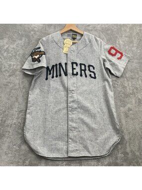 Ebbets Field Flannels Jersey Mens Small Miners 98 Baseball Wool Gray Diamond